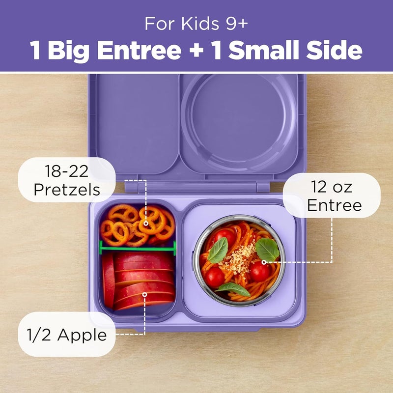 OmieBox UP bento Box for Kids | Insulated Lunch Box | Leak Proof Vacuum Insulated Thermal Food jar | Cooler ice Pack | 2 Compartments (Galaxy Purple) - Image 4